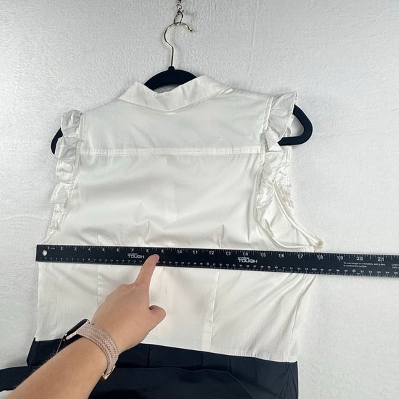 Tommy Hilfiger Dress Color Block Tie Waist Ruffle Buttons Academia Preppy 10 - Picture 12 of 12